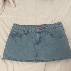 Edikted Blue Denim Mini Skirt